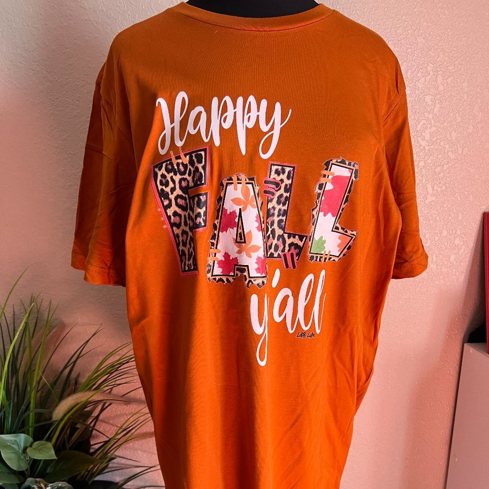 Womens Happy Fall Y'all t-shirt Bella Canvas M L XL  3X NWOT